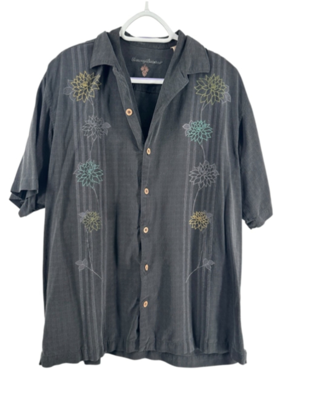 Tommy Bahama silk button front shirt vacation Hawaiian travel light sz lg